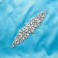 Exquisite rhinestone bridal belt applique detail, sparkling crystals and pearls, elegant design. - Silver