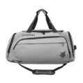 Grey travel duffel bag large capacity gym sports bag with wet dry separation and strap grey. - Gray