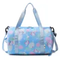 Small gym duffel bag for women, cute unicorn print sports travel bag with wet pocket. - 17" / Blue