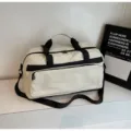 Large capacity travel duffel bag with black straps, lightweight commuting luggage bag. - Off White