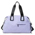 Quilted travel duffle bag in light purple, large capacity shoulder bag for women. - Light Purple