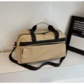 Grande borsa da viaggio beige con cinghie nere borsa da fitness impermeabile per bagagli - Kaki