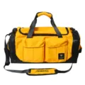 Large capacity yellow black travel duffel bag for gym fitness sports and business trips. - Yellow