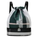 Waterproof drawstring backpack large capacity gym sports rucksack for women travel bag - Green Plaid - Random Pattern Cut