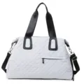 Women travel duffel bag large capacity casual shoulder bag gym bag stylish quilted design - Light Gray