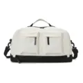 Large capacity travel duffel bag multi-pocket gym fitness commuting canvas storage bag - 45*27*25 / Off White