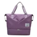 Large capacity purple travel duffel bag with shoe compartment and sturdy handles for fitness. - Purple