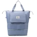 Grand sac de voyage pliable de grande capacite impermeable sac a bagages femme portable - Bleu