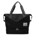 Black travel duffel bag with bottom compartment, durable large capacity gym bag. - Black