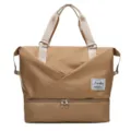 Large capacity travel duffle bag for women, waterproof fitness bag with shoe compartment. - Amber Gold