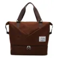 Large capacity travel duffel bag for women, waterproof fitness sports bag with shoe compartment. - Caramel Brown