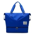 Blue travel duffel bag large capacity fitness gym bag with dry wet separation compartment - Klein Blue