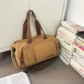 Large capacity travel duffel gym bag with shoe compartment casual nylon shoulder bag for women - Turmeric