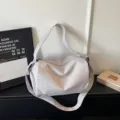 Lightweight white travel duffel bag for sports, fitness, and short trips with large capacity. - Gray
