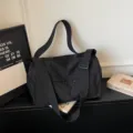 Large capacity black travel duffel bag, casual fitness sports shoulder bag for women. - Black