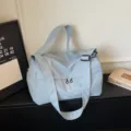 Light blue large capacity gym duffel bag travel sports shoulder bag with zipper pockets. - Blue