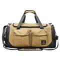 Khaki Checkered Sports Duffel Bag Travel Workout Luggage with Wet Dry Compartment - Khaki