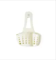 Beige keukengootsteen hangende afdruipmand sponsouder en opbergaccessoire voor gootsteen. - Wit