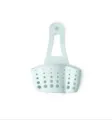 Lichtgroene gootsteen caddy spons houder, siliconen afdruip hangende mand organisator. - Lichtblauw