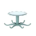 Minimalist plastic rotating hook rack, multi-prong design for kitchen and bathroom storage. - Green