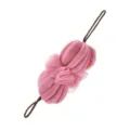 Eponge de douche rose en filet avec cordons marron, long gommage corporel pour le bain quotidien. - Environ 42 cm / Rouge