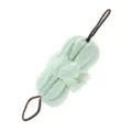 Grand eponge de douche en maille verte avec doubles boucles marron pour le gommage. - Environ 42 cm / Vert clair