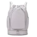 Light grey drawstring sports backpack with bottom compartment, fitness gym bag for men and women. - Dawn Grey