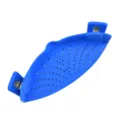 Blue silicone pot strainer clip-on kitchen drainer for vegetable and noodle filtering easily. - Dark Blue