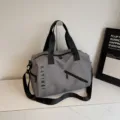 Grey travel duffel bag with black straps, lightweight gym sports bag with dry wet separation. - 37*20*23 / Gray