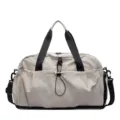 Beige Large Travel Duffel Bag, Waterproof Sports Gym Bag with Handle and Shoulder Strap - Cream - Expandable Model