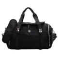 Black large capacity travel duffel bag lightweight gym sports bag with shoulder strap and wet pocket - Black