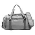 Grey travel duffel bag for women, lightweight wet dry separation gym bag, large capacity. - Gray