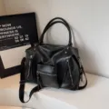Zwarte grote reistas handtas, PU lederen schoudertas tote crossbody tas voor dames. - 36*14*25cm / Zwart