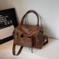 Bruine lederen reistas grote capaciteit casual schouder crossbody tas voor dames dagelijks. - 36*14*25cm / Bruin
