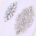 Rhinestone lace bridal garter applique sparkling crystal wedding thigh band accessory - S (16-17 inch) / White Silver Rhinestone