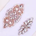Rose Gold Crystal Rhinestone Bridal Garter Applique Pearl Decorative Patch SKU Variant - S (16-17 inch) / White Rose Gold Rhinestone