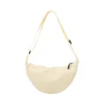 Beige nylon crescent dumpling crossbody bag, lightweight casual shoulder bag for daily use. - White