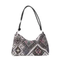 Gewebte Achseltasche Schultertasche für Damen, vintage geometrisches Muster Handtasche. - 33x21x12cm / Stil 2 Schwarz