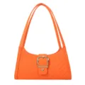 Borsa a spalla arancione in feltro per donna, elegante borsa da spalla con fibbia chic e manico. - Arancione