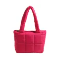 Modische knallrosa gesteppte Puffer Tote Bag, stylische Winter gepolsterte Schultertasche Damen. - Rosenrosa