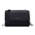 Schwarze Kroko-Muster Umhängetasche Damen Mode Kette Kleine Quadratische Handtasche - Schwarz