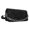 Schwarze gesteppte Umhängetasche für Damen, stilvolle Kette Schultertasche, elegante Tasche. - Schwarz