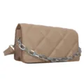 Beige gesteppte Umhängetasche mit silberner Kette, PU Leder Schultertasche Variante - Khaki