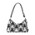 Schwarze und weiße gestrickte Umhängetasche mit Hasenmuster, stilvolle Damen Achseltasche. - 33x21x12cm / Stil 1 Schwarz