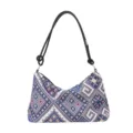 Modische gewebte ethnische Muster Umhängetasche für Damen, lässige Canvas Achseltasche. - 33x21x12cm / Stil 2 Blau