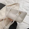 White patent leather tote bag stylish glossy shoulder underarm bag for women commuting. - White