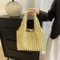 Gelbe plissierte Umhängetasche für Damen lässige Cloud Tote Tasche große Kapazität - Gelb