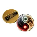 Vintage bronze yin yang tai chi glass dome brooch pin cosmic space star badge accessories - Tai Chi Starry Sky Style 7 / Bronze