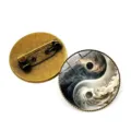 Vintage bronze alloy glass dome Taiji Yin Yang brooch badge detail view pin accessories - Tai Chi Starry Sky Style 4 / Bronze