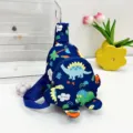 Kids cute dinosaur sling bag cartoon chest backpack for boys and girls daily outdoor travel use. - Blue